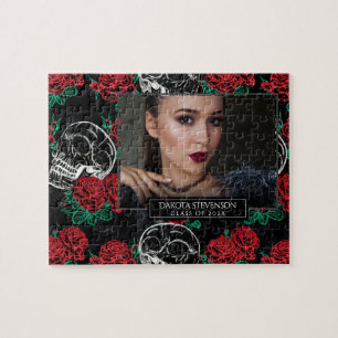 Puzzle Crânes et roses rouges Glam Goth Graduation Phot