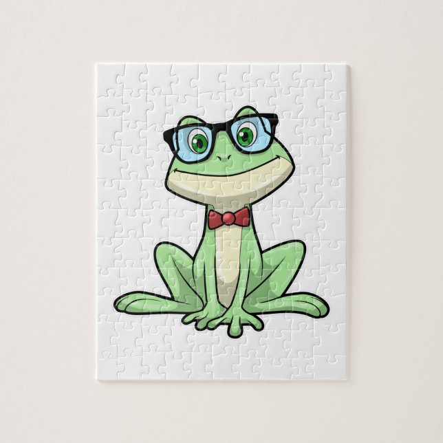 Puzzle Cravate de lunettes pour étudiants Nerd grenouille (Vertical)