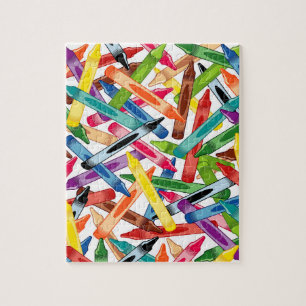 Puzzle Crayon Challenge, white background,