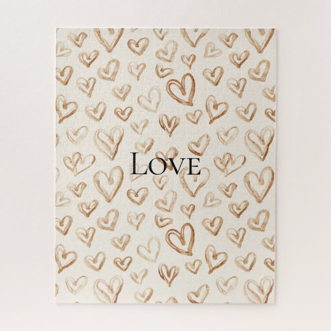 Puzzle Cream Brown Hearts Valentine's Day   (Vertical)