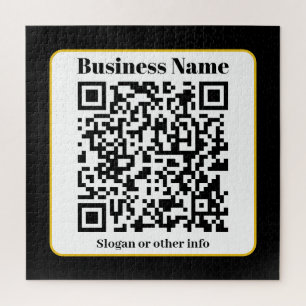 Puzzle Create Your Own QR Code   Black White Gold Border