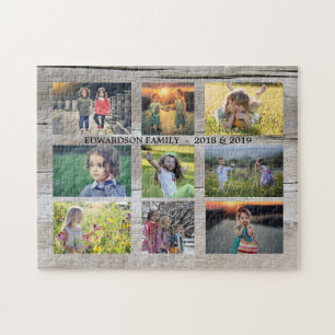 Puzzle Create your own rustic wood family photo collage