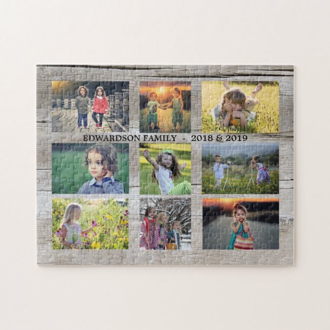 Puzzle Create your own rustic wood family photo collage (Horizontal)