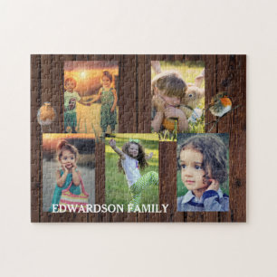 Puzzle Create your own rustic wood family photo collage