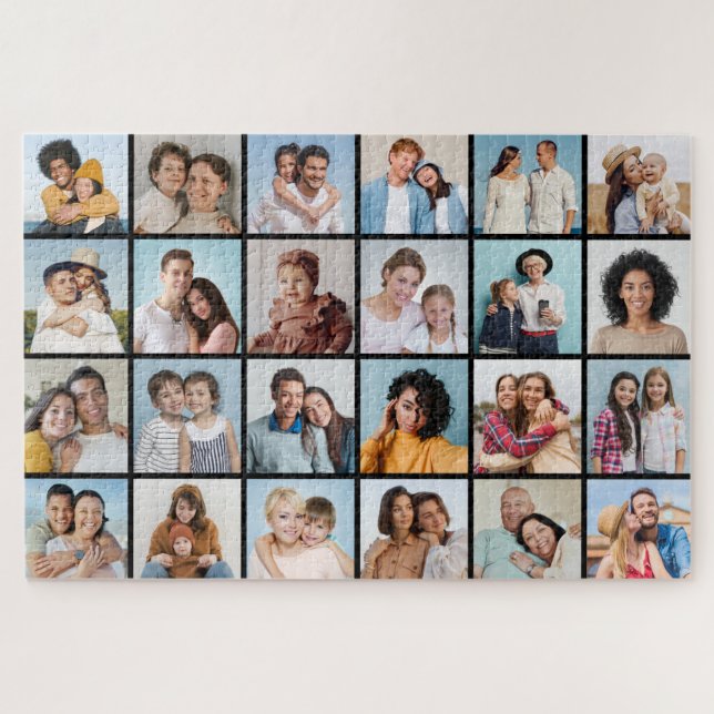 Puzzle Créez votre propre 24 photo Collage couleur modifi (Horizontal)
