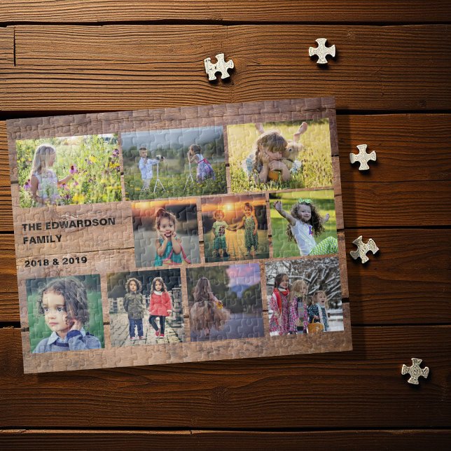 Puzzle Créez votre propre collage photo de famille rustiq (Create your own personal family photo collage jigsaw puzzle, Great fun !)
