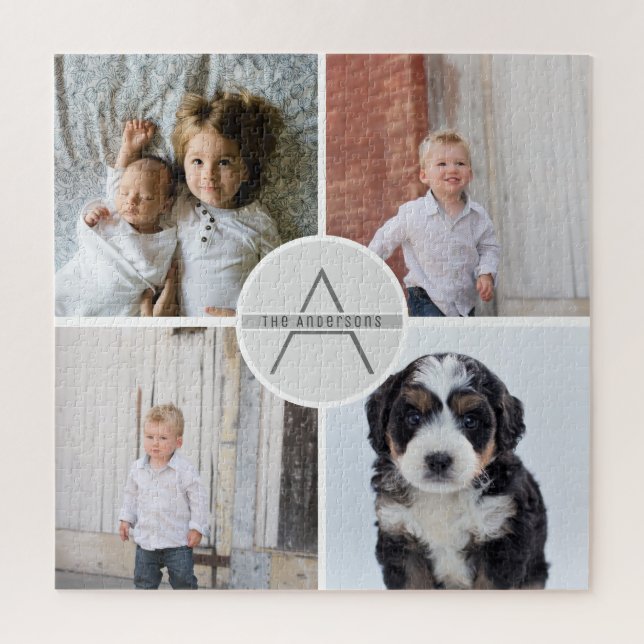 Puzzle Créez votre propre collection de 4 photos Monogram (Vertical)