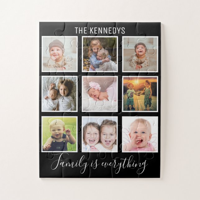 Puzzle Créez votre propre famille de collage photo Black  (Vertical)