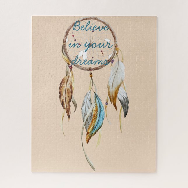 Puzzle Crème Brown Turquoise Dream Catcher (Vertical)