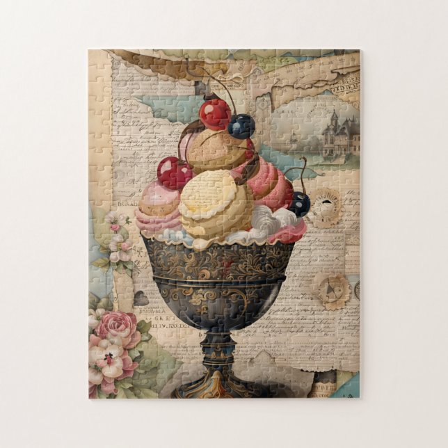 Puzzle Crème glacée Collage Vintage (Vertical)