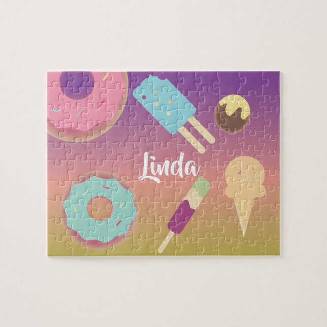 Puzzle Crème glacée Donut Summer Ombre Arc-en-ciel Coloré (Horizontal)