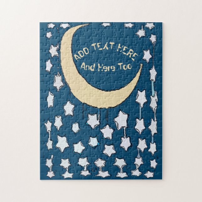 Puzzle Cresent Moon & Stars, ajouter le texte Jigsaw Puzz (Vertical)
