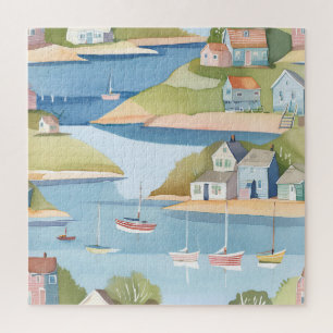 Puzzle Crique de bateaux Peinture aquarelle moderne
