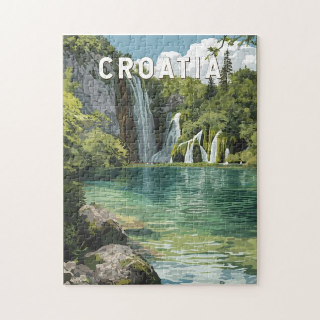 Puzzle Croatia Illustration Travel Art Vintage (Vertical)