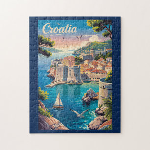 Puzzle Croatie Illustration de Dubrovnik Art de Voyage Vi