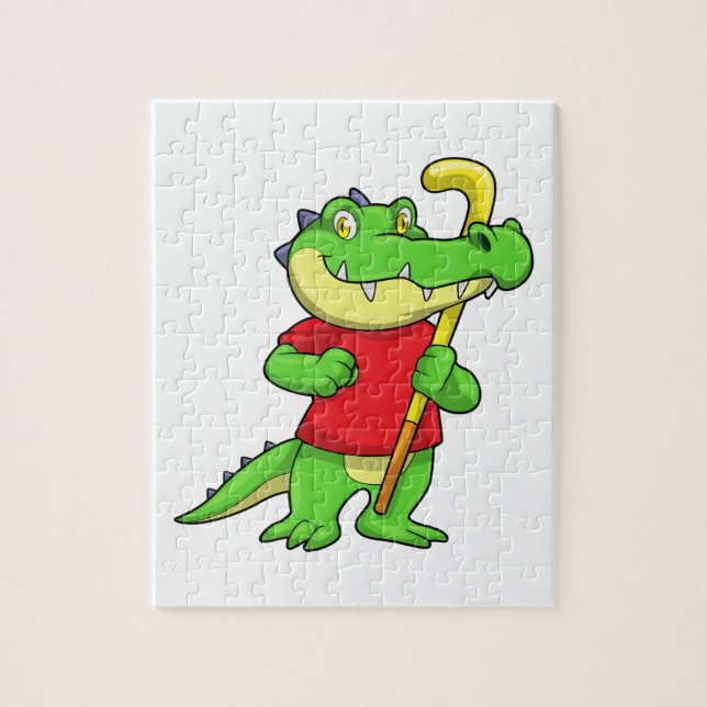 Puzzle Crocodile à Field hockey avec bâton (Vertical)