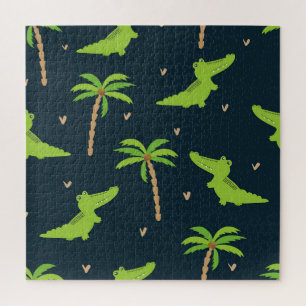 Puzzle Crocodiles de dessin : Alligator Palms Motif.