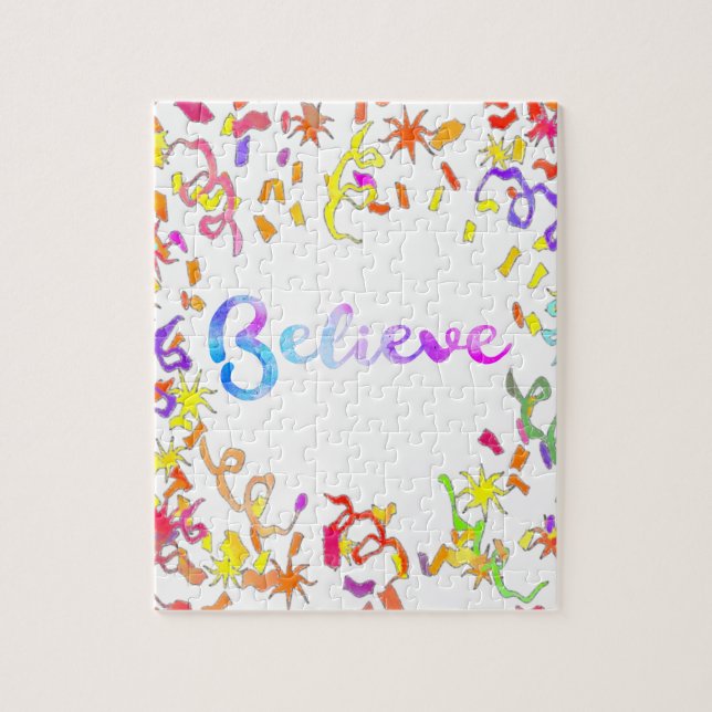Puzzle Croire la typographie aquarelle Art Confetti (Vertical)