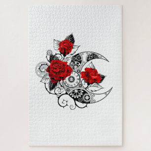 Puzzle Croissant mécanique avec roses rouges
