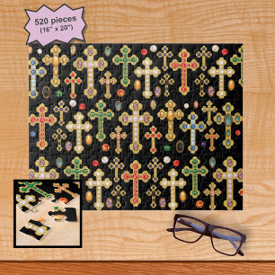 Puzzle Croix bourgeonnantes avec faux pierres précieuses