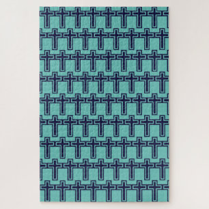 Puzzle Croix chrétienne bleue différentes variantes