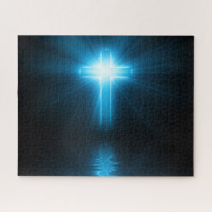 Puzzle Croix chrétienne dans la lumière bleue