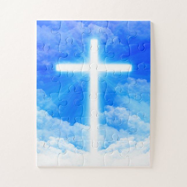 Puzzle Croix de lumière Jésus-Christ chrétien personnalis (Vertical)