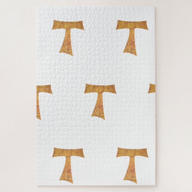 Puzzle Croix de Tau franciscaine en bois (Vertical)