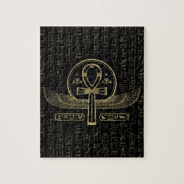 Puzzle Croix égyptienne - Ankh - or et noir (Vertical)