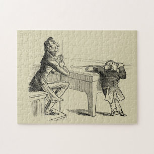 Puzzle Croquis de crayon de deux hommes jouant la piscine