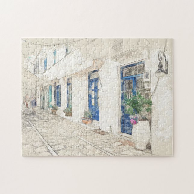 Puzzle Croquis de la marche dans les rues grecques tradit (Horizontal)