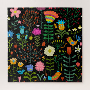 Puzzle Croquis floral, motif artistique sans couture.