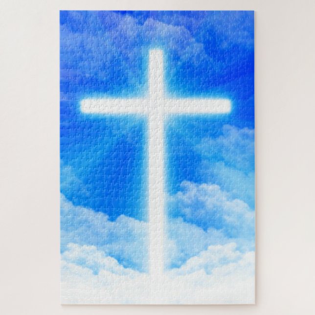 Puzzle Cross of Light Jesus Christ Customizable Christian (Vertical)