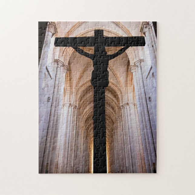 Puzzle Crucifix avec Jésus-Christ. Abbaye gothique d'Alco (Vertical)
