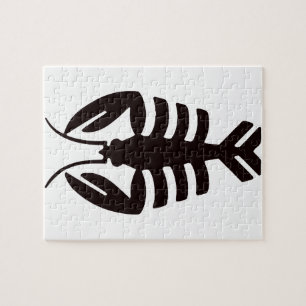 Puzzle Crustacés Art Déco Vintage, Homard en Noir