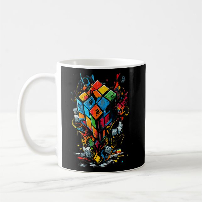 Puzzle Cube Exploding Speed Cubing 80's Youth Vint Coffee Mug (Left)