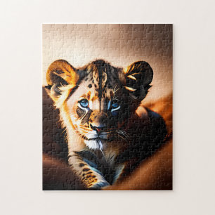 Puzzle Cube Petit Lion Cub aux yeux bleus
