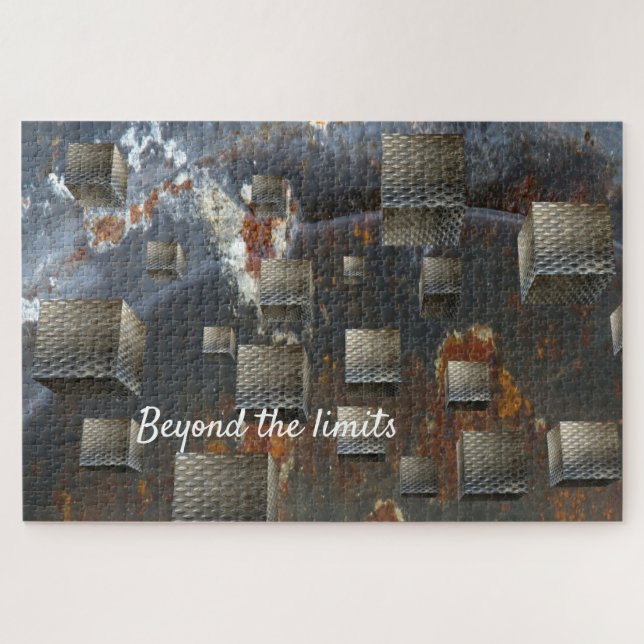 Puzzle Cubes géométriques métalliques Illusion optique (Horizontal)