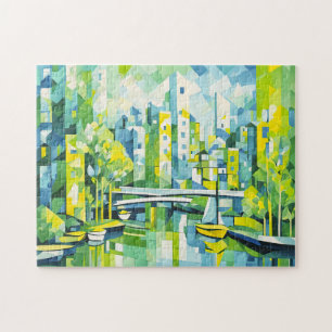 Puzzle Cubist Green City avec Pont