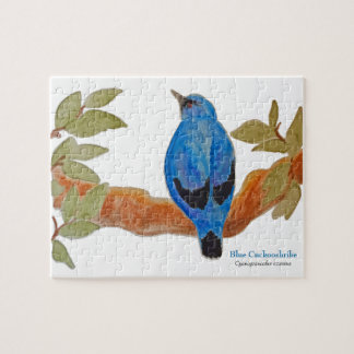 Puzzle Cuckooshrike bleu sur la branche Aquarelle Bird
