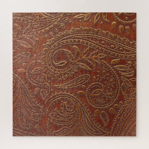 Puzzle Cuir Brown, motifs floraux à outils.