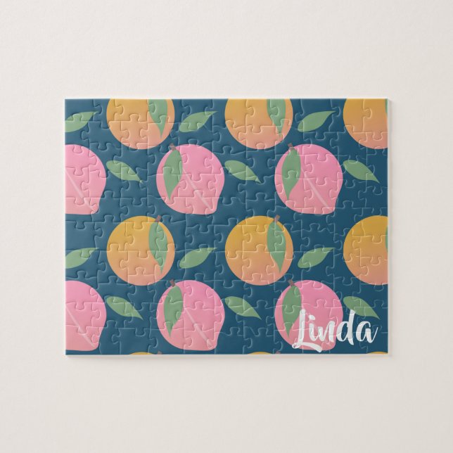 Puzzle Cuire Pêcher Orange Fruit Motif rose (Horizontal)