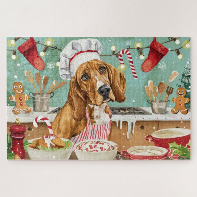 Puzzle Cuisine de vacances Coonhound : Festive Noël (Horizontal)