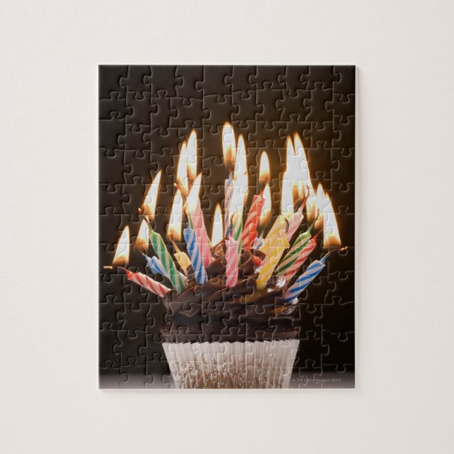 Puzzle Cupcake avec bougies d'anniversaire (Vertical)