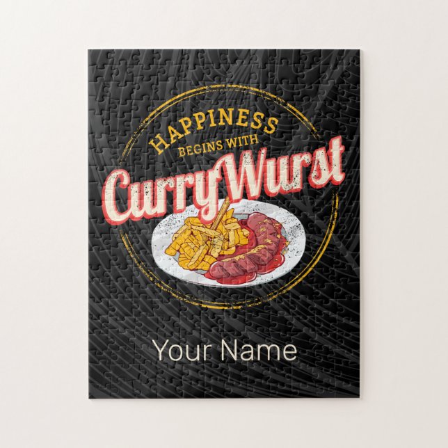 Puzzle Currywurst Saucisse rétro Vintage frites (Vertical)