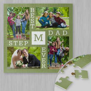 Puzzle Custom 4 Photo Collage Vert Meilleur Stepdad Jamai