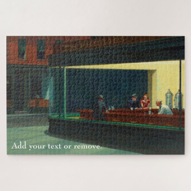 Puzzle Custom art, "Nighthawks" d'Edward Hopper, 1942. (Horizontal)