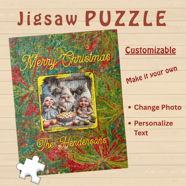 Puzzle Custom Christmas Green Red Gold abstract marbled  (Créateur téléchargé)