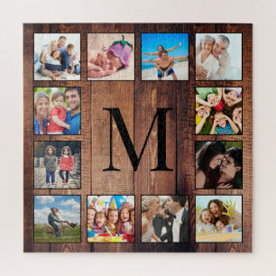 Puzzle Custom Family Photo Collage Reclaimed Wood