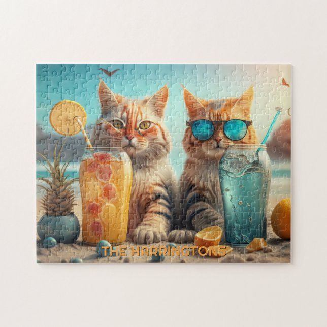Puzzle Custom Name Vacation Cat (Horizontal)